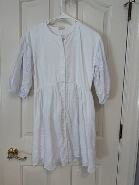 Like New Good Heart by Matilda Jane White Eyelet Button-Front Mini Dress